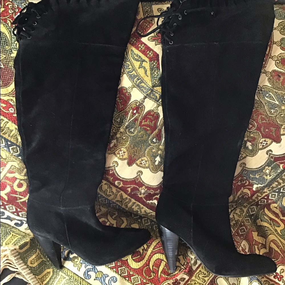 BCBG Generation Black Suede boots.